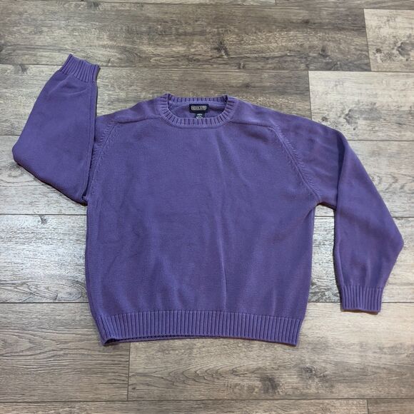Vintage 90s Lands' End Purple Knit Sweater Made in USA - Men's Size Large - Picture 1 of 7